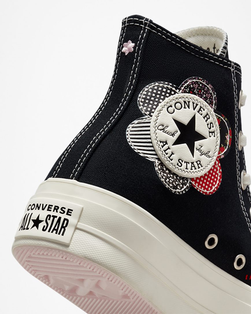 Dámské Boty Na Platformy Converse Chuck Taylor All Star Lift Crafted Patchwork Vysoké Černé Červené | CZ GUVY10